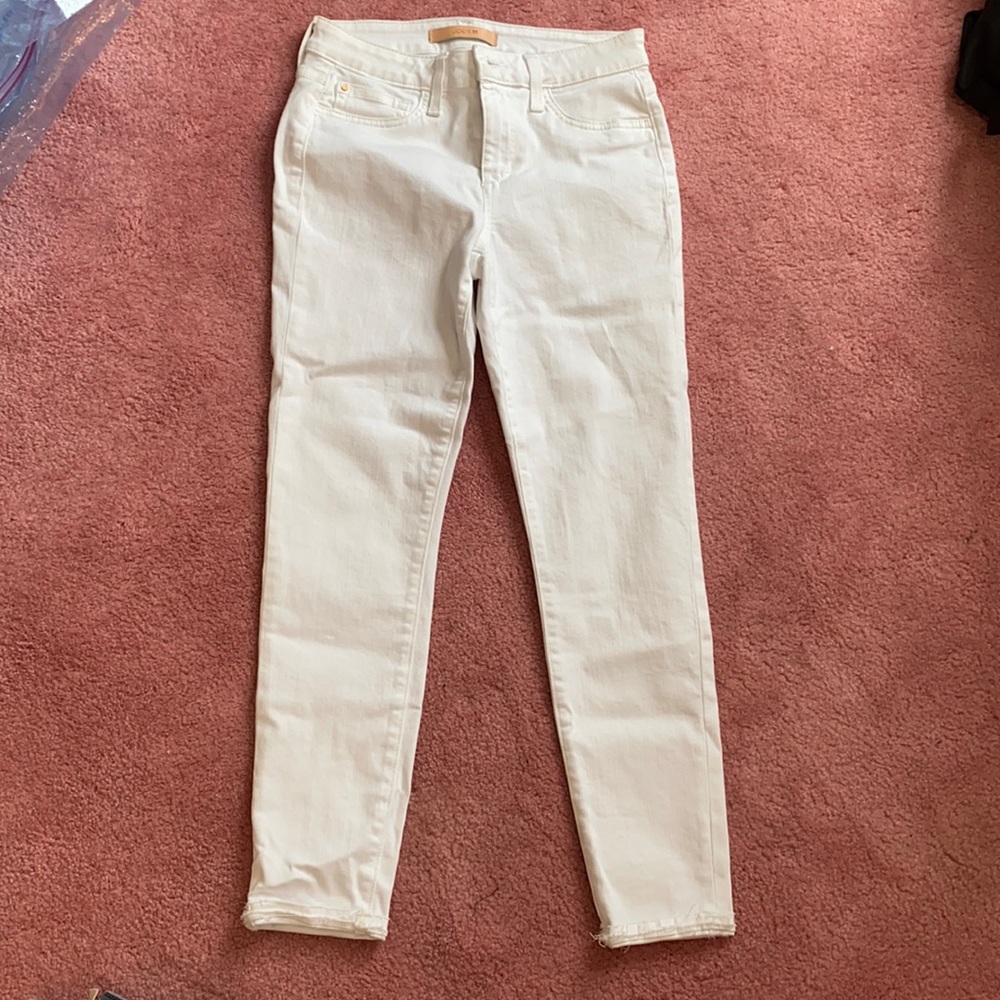 Joe’s white jeans with open hem